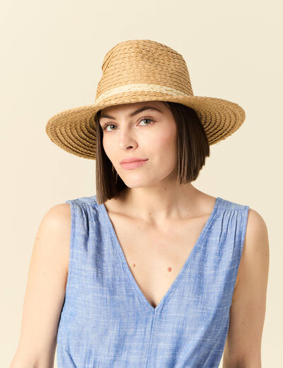 Chapeau tressé sable femme