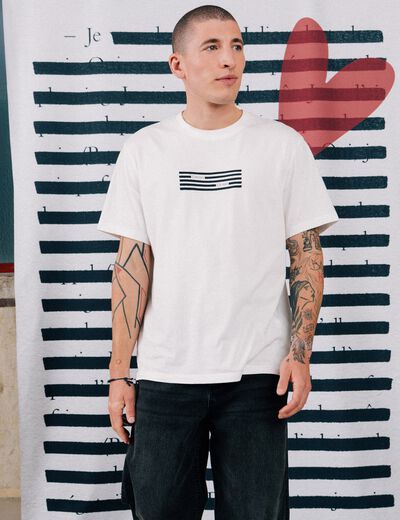 T-shirt manches courtes ecru homme