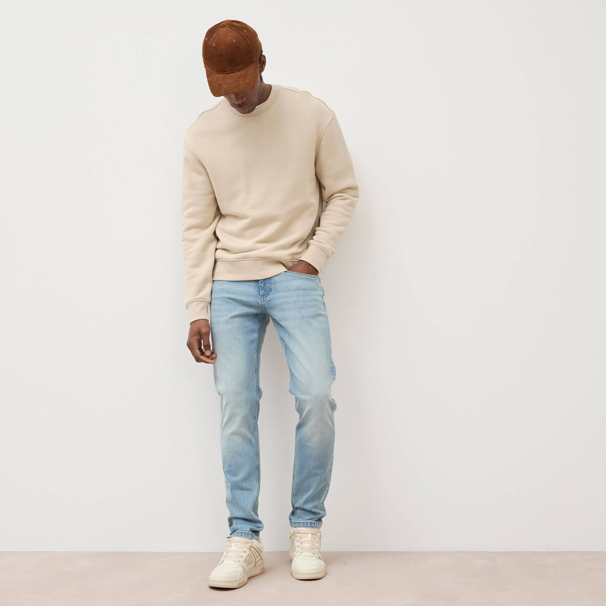 Jeans slim 5 poches longueur 32 denim used homme