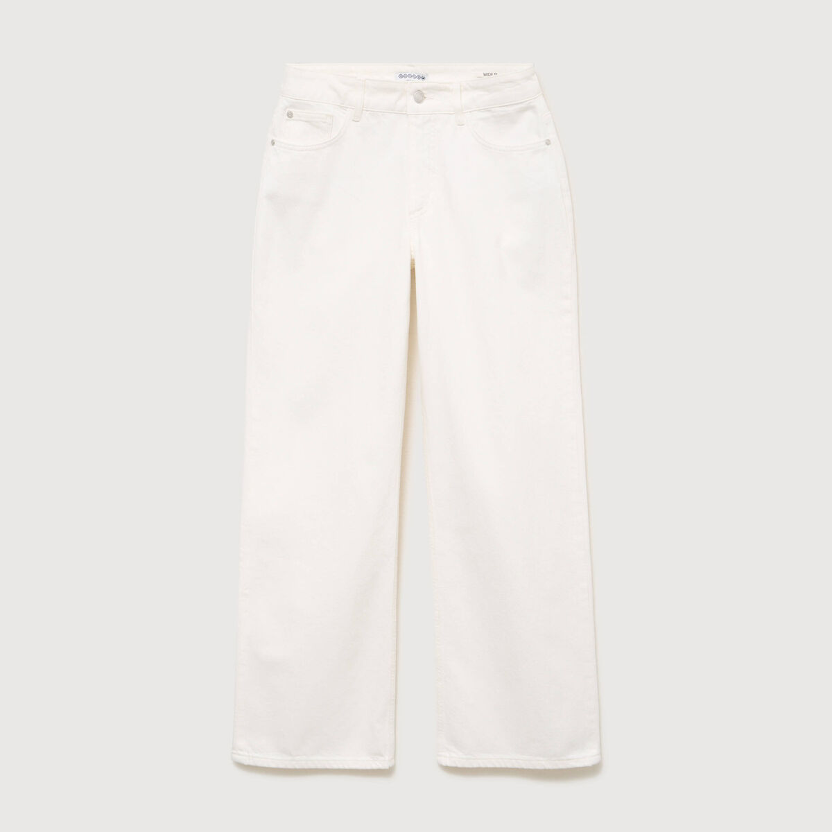 Jeans wide leg taille bascul&eacute;e denim blanc femme