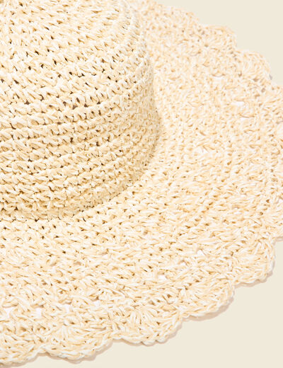 Chapeau tressé ecru femme