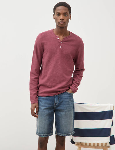 Pull manches longues vieux rose homme