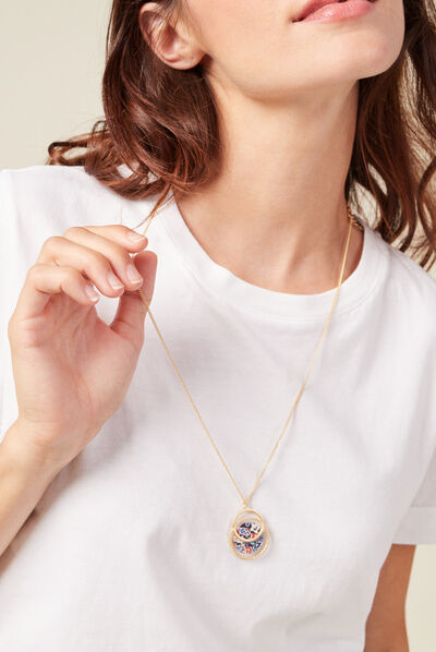 Collier avec pendentif bleu marine femme