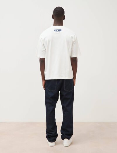 T-shirt droit col rond manches courtes ecru homme