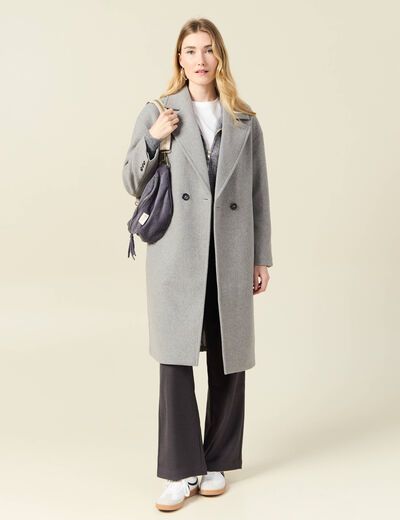Gilet manches longues capuche gris clair femme