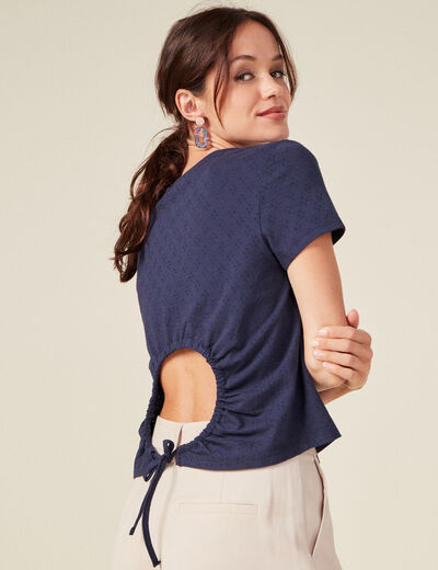 T-shirt manches courtes bleu marine femme