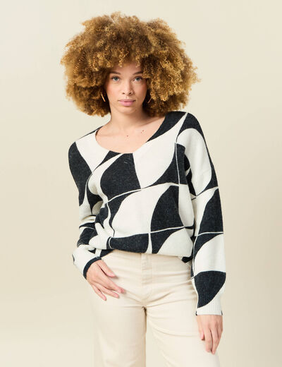 Pull manches longues noir femme