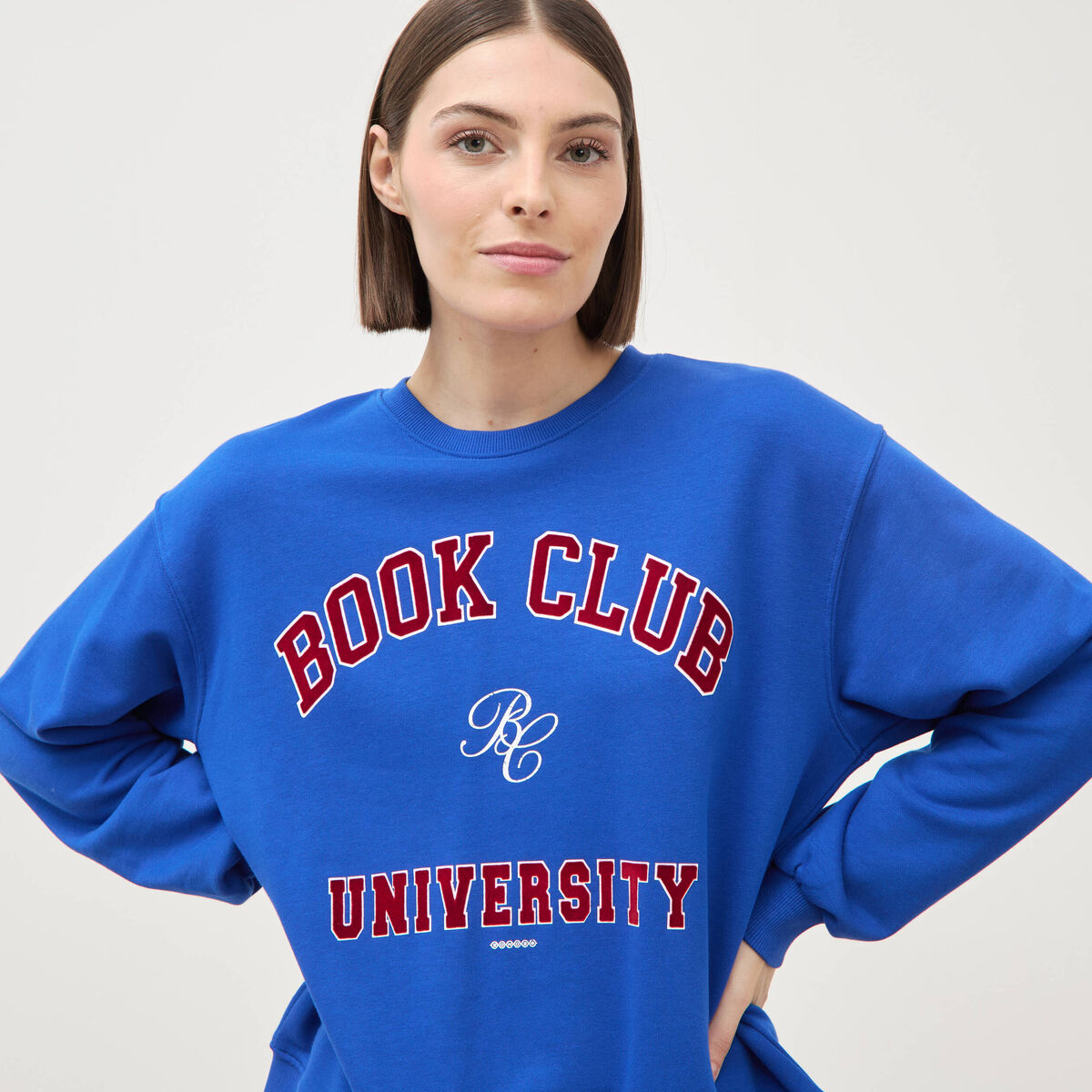 Sweat droit manches longues bleu electrique femme