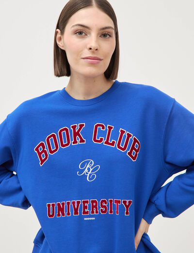 Sweat droit manches longues bleu electrique femme