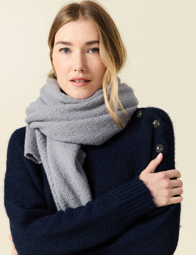 Écharpe tricotée gris clair femme