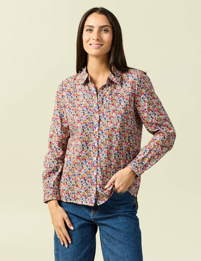 Chemise manches longues multicolore femme