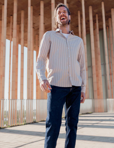 Chemise éco-responsable beige homme