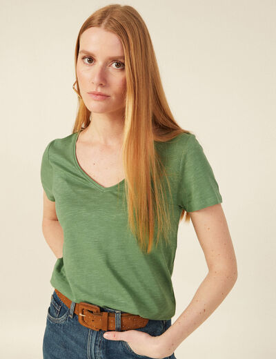 T-shirt manches courtes vert femme