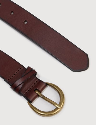 Ceinture large en cuir marron fonc&eacute; femme