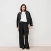 Pantalon large taille standard noir femme
