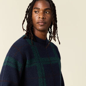 Pull manches longues bleu marine homme