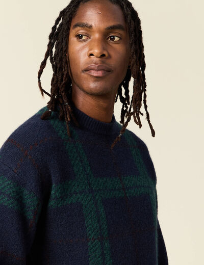 Pull manches longues bleu marine homme