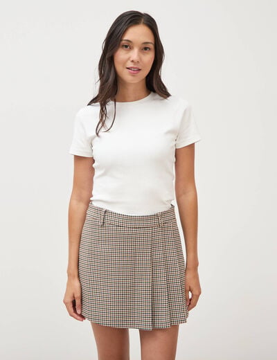 Jupe taille haute doubl&eacute;e marron femme