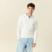 Pull droit col polo manches longues ecru homme