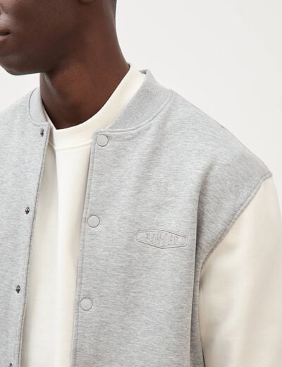 Sweat manches longues brod&eacute; gris clair homme