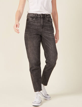 Jeans mom 7/8ème denim gris femme