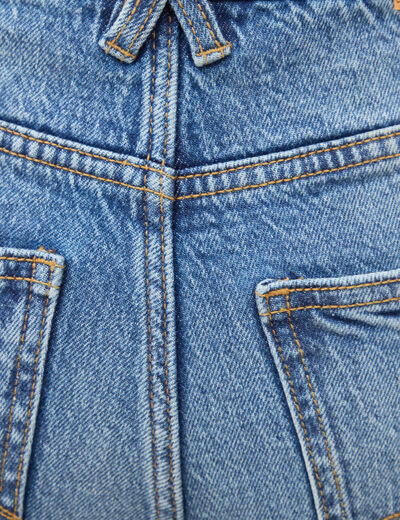 Jeans straight 7/8&egrave;me taille haute denim stone femme