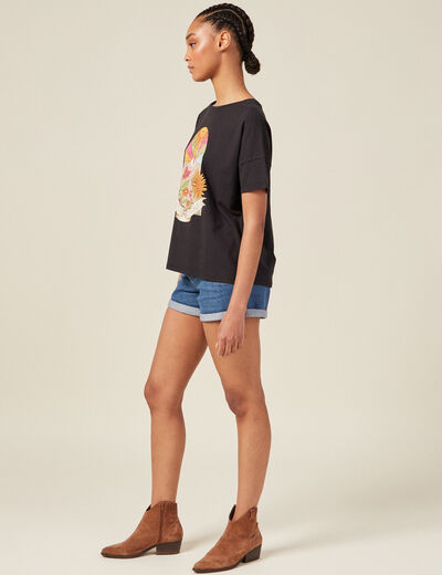 T-shirt manches courtes noir femme