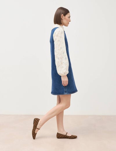 Robe sans manches col rond en jeans denim stone femme