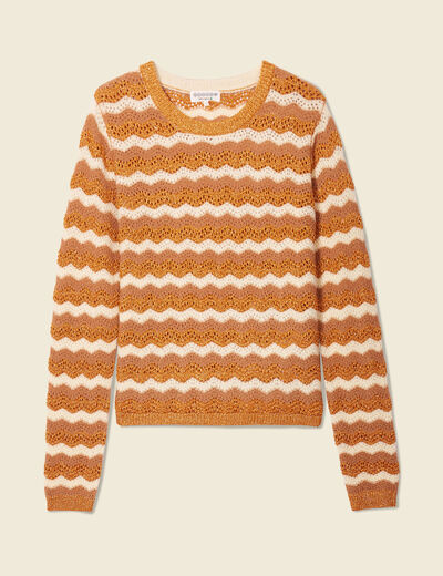 Pull ajouré éco-responsable rouge foncé femme
