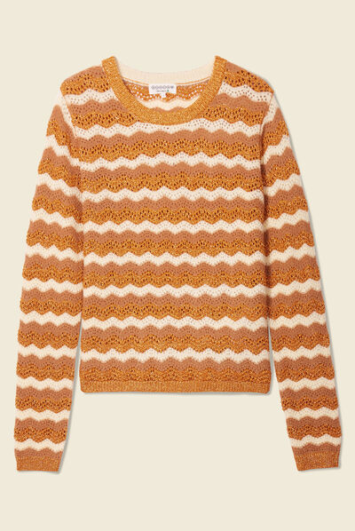 Pull ajouré éco-responsable rouge foncé femme