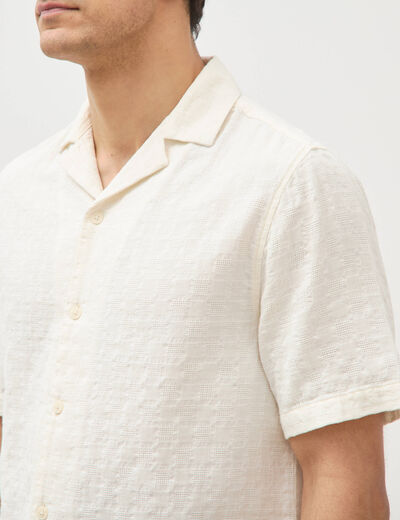 Col boyfriend manches courtes en coton ecru homme