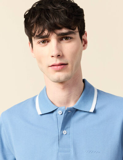 Polo éco-responsable bleu gris homme