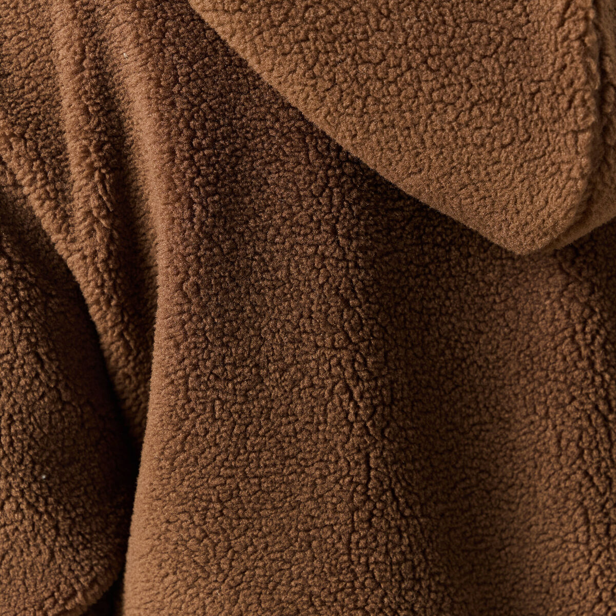 Gilet droit mi-long effet polaire marron fonc&eacute; femme
