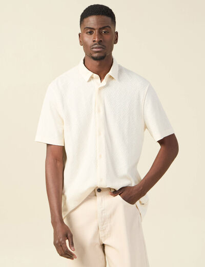 Chemise manches courtes ecru homme
