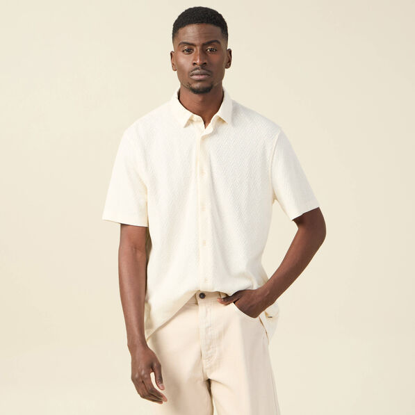 Chemise manches courtes ecru homme