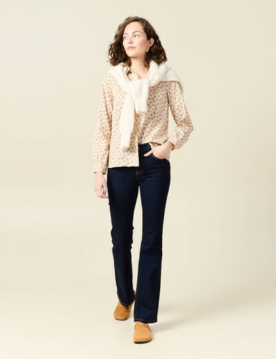 Chemise manches longues creme femme