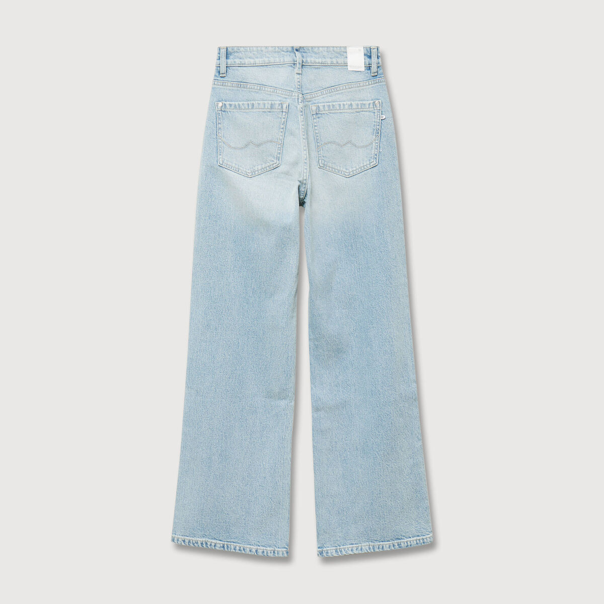Jeans large taille haute denim baby bleu femme