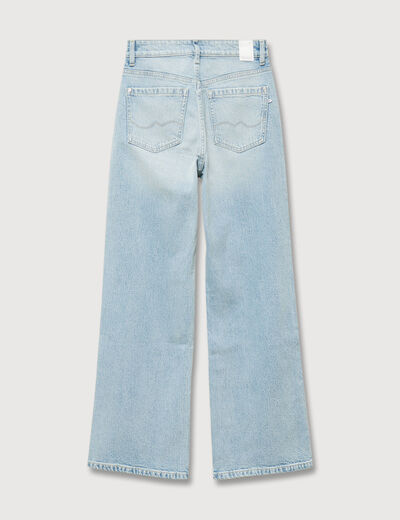 Jeans large taille haute denim baby bleu femme