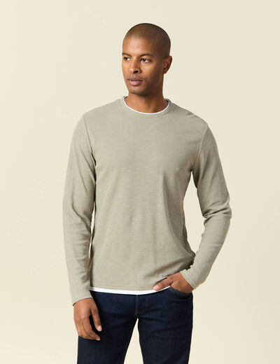 T-shirt manches longues vert kaki homme