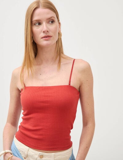 D&eacute;bardeur 2 en 1 avec brassi&egrave;re int&eacute;gr&eacute;e orange fonc&eacute; femme