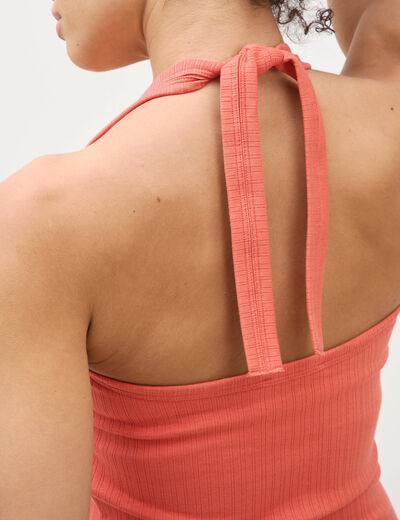 D&eacute;bardeur cropped d&eacute;collet&eacute; doubl&eacute; rouge fonc&eacute; femme