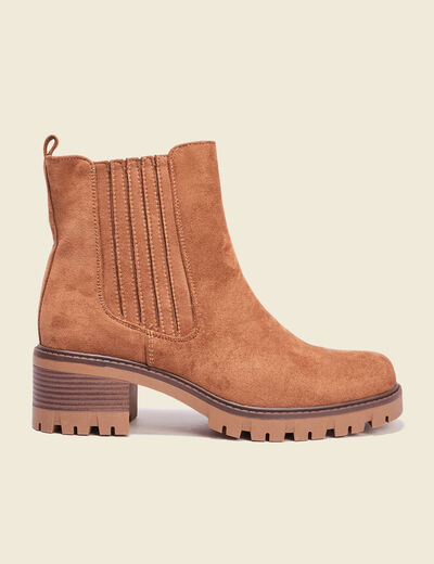 Bottines chelsea crantées marron femme