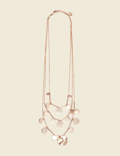 Collier multirangs piécettes couleur or femme