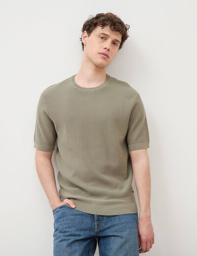 T-shirt en coton manches courtes vert kaki homme