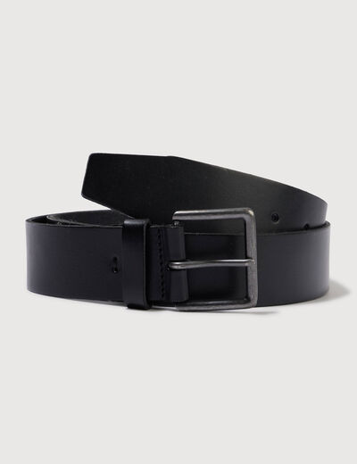 Ceinture large en cuir noir homme