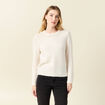 Pull manches longues perles ecru femme