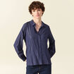Chemise manches longues fluide bleu marine femme