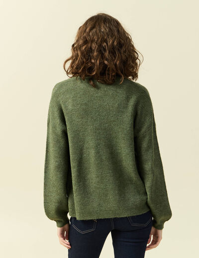 Gilet manches longues vert kaki femme