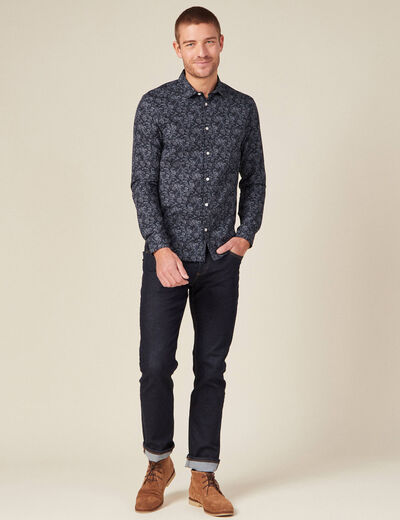 Chemise à manches longues bleu marine homme