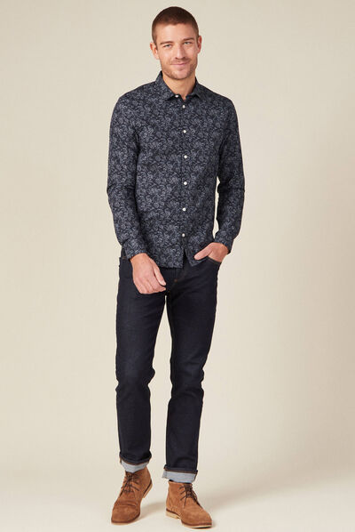 Chemise à manches longues bleu marine homme
